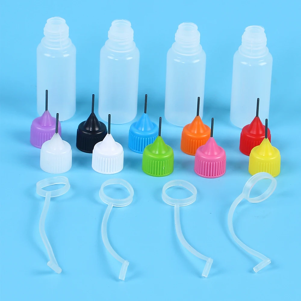 Precision Tip Applicator Bottle 10ml 4 Needle Tip Squeeze Bottles and 10 Tips for Acrylic Painting DIY Quilling Paper Craft