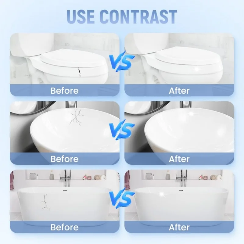 2pcs/set White Porcelain Repair Kit Ceramic Repair Paste Tile Tub Toilet Sink Shower Kits Chip Crack Hole Scratches Fix Adhesive