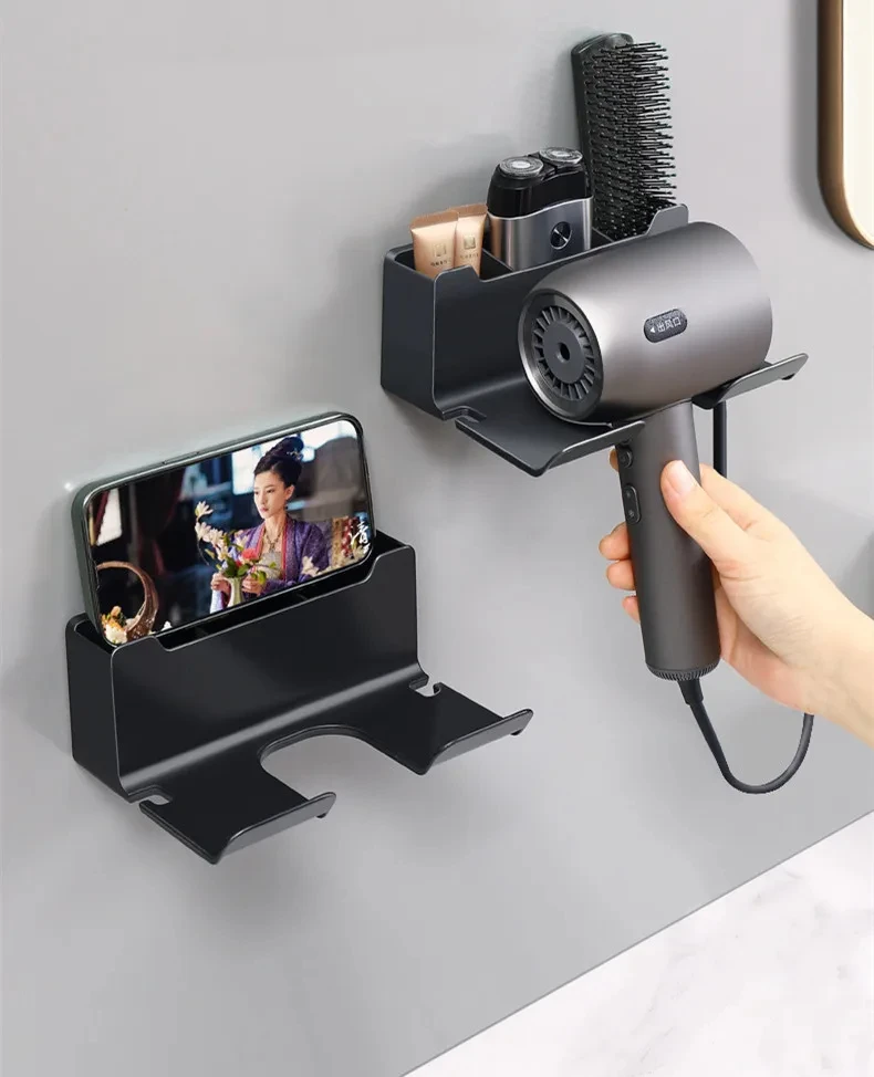 Wall Mounted Hair Dryer Holder For Dyson Bathroom Shelf Without Drilling Plastic Hair Dryer Stand Bathroom Organizer