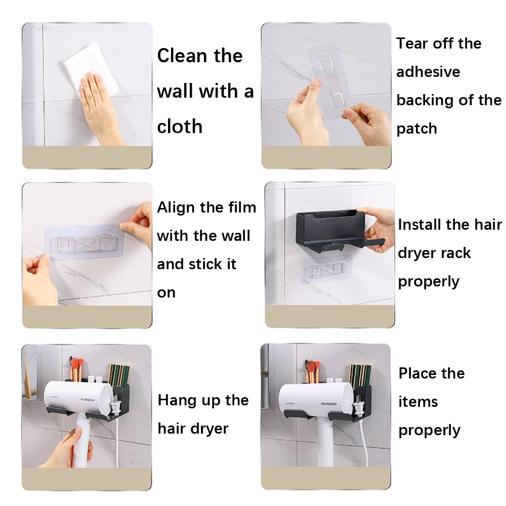 Wall Mounted Hair Dryer Holder For Dyson Bathroom Shelf Without Drilling Plastic Hair Dryer Stand Bathroom Organizer