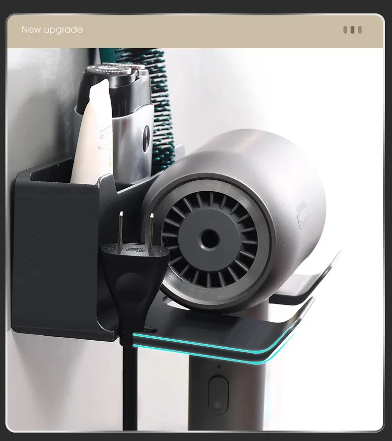 Wall Mounted Hair Dryer Holder For Dyson Bathroom Shelf Without Drilling Plastic Hair Dryer Stand Bathroom Organizer