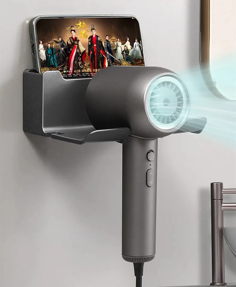 Wall Mounted Hair Dryer Holder For Dyson Bathroom Shelf Without Drilling Plastic Hair Dryer Stand Bathroom Organizer