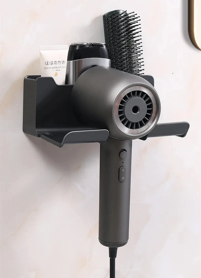 Wall Mounted Hair Dryer Holder For Dyson Bathroom Shelf Without Drilling Plastic Hair Dryer Stand Bathroom Organizer