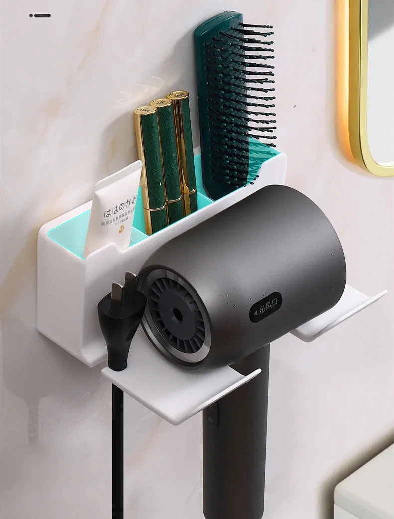 Wall Mounted Hair Dryer Holder For Dyson Bathroom Shelf Without Drilling Plastic Hair Dryer Stand Bathroom Organizer