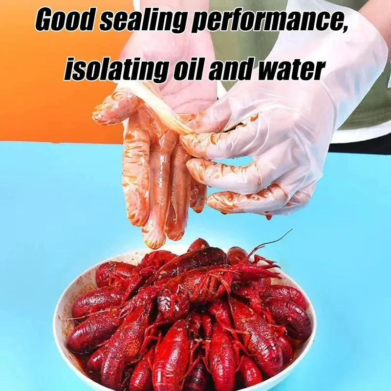 100/200PCS Disposable TPE Gloves, Powder Free and Latex Free, Suitable for Kitchen, Bathroom Cleaning