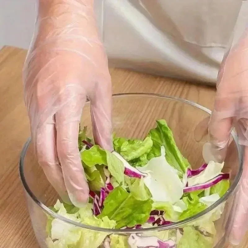 100/200PCS Disposable TPE Gloves, Powder Free and Latex Free, Suitable for Kitchen, Bathroom Cleaning