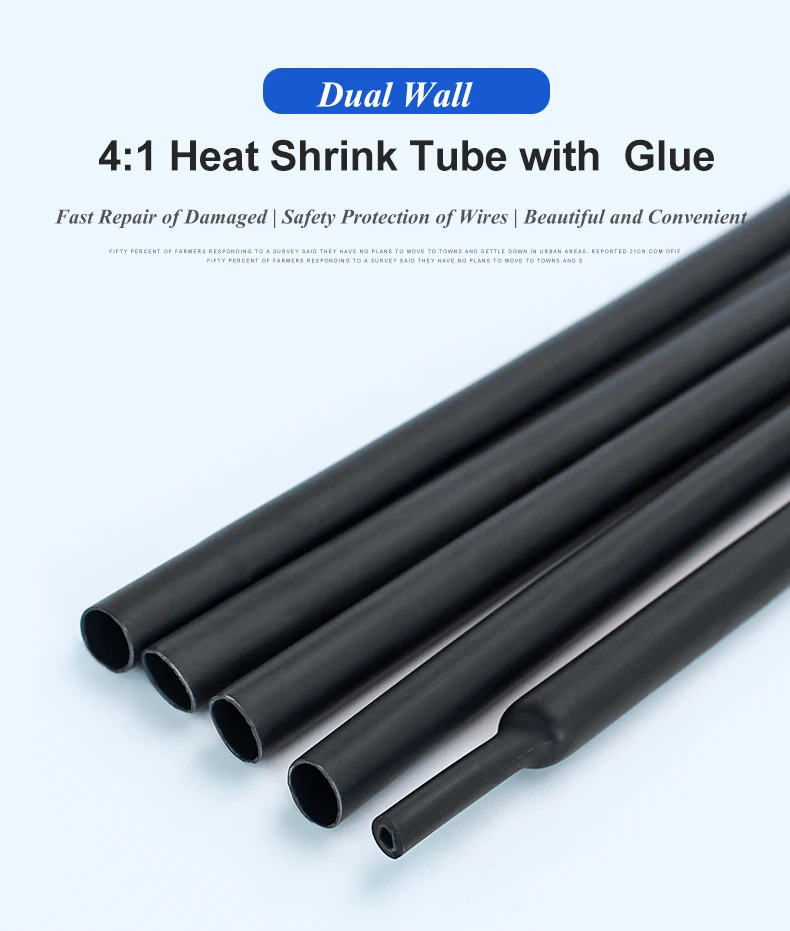 1 Meter 4:1 Thermoretractile Heat Shrinkable Tubing Heat Shrink Tube With Glue Dual Wall Tubing Diameter 4 6 8 16 24 40 52 72
