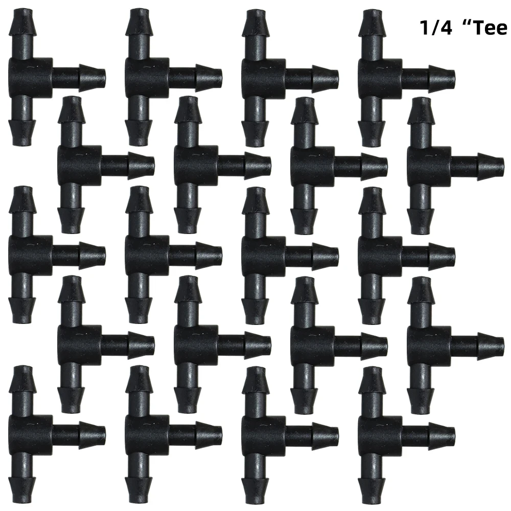 10-1000PCS Garden Water Connector Drip Irrigation for 1/4'' Tubing Hose Accessories Joint Barbed Tees Cross Eng Plug Adaptors