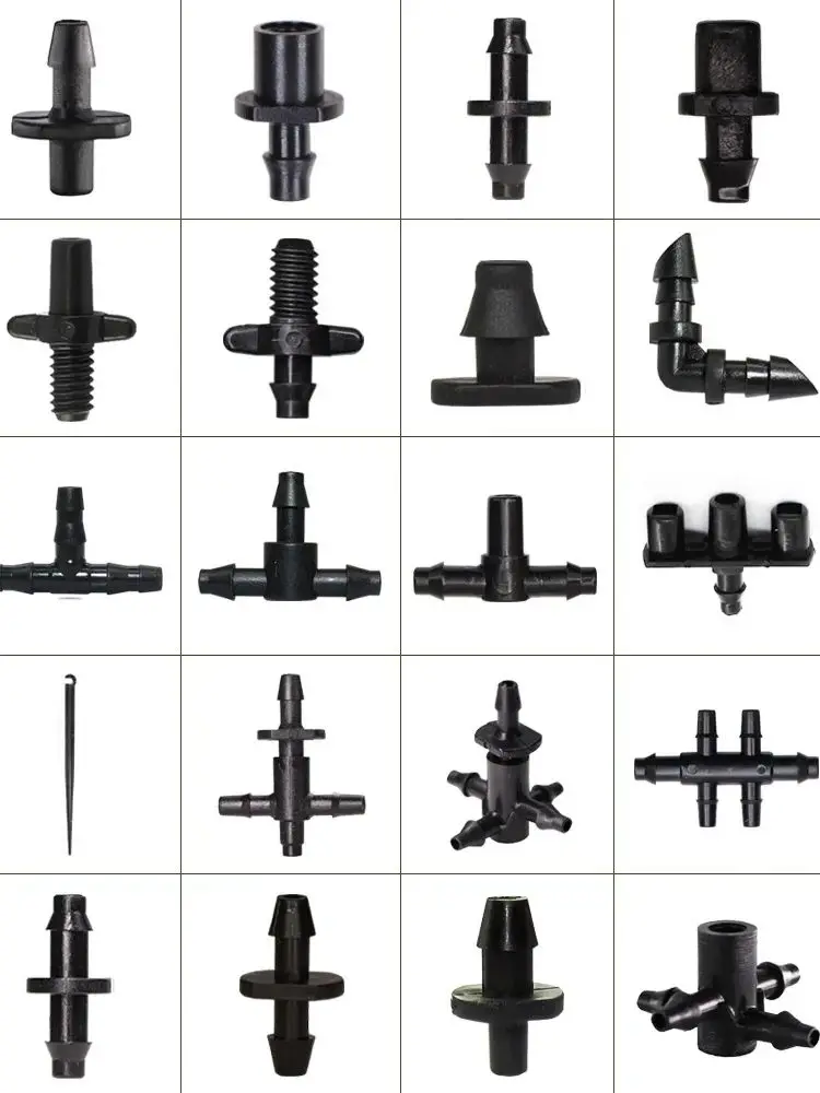 10-1000PCS Garden Water Connector Drip Irrigation for 1/4'' Tubing Hose Accessories Joint Barbed Tees Cross Eng Plug Adaptors