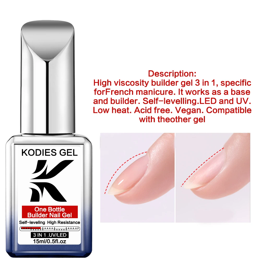 KODIES GEL 10 Colors Builder Nail Gel Polish 15ML Self Leveling Construction Gel Varnish Vernis Semi Permanent UV Extention Gels
