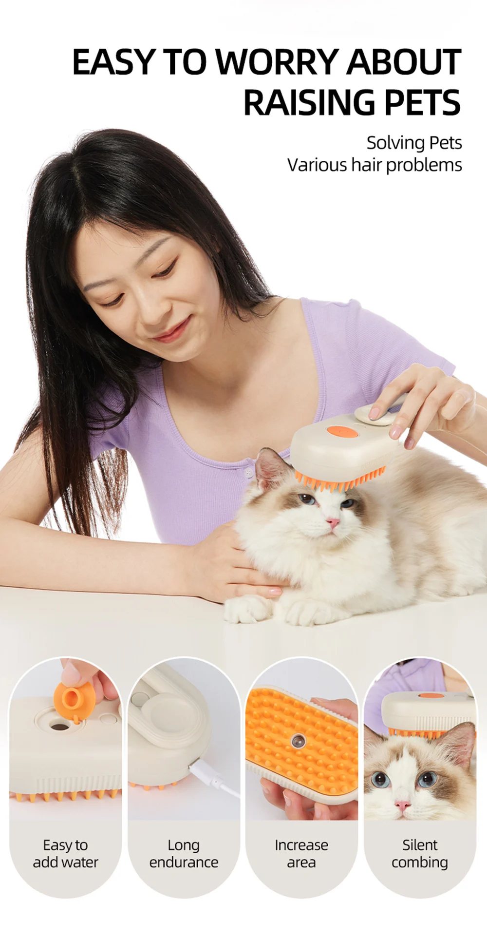 Newest Cat Dog Spray Comb Pet Grooming Accessories Multi Functional Cats Massage Brush Hair Removal Combs Cepillo Vapor Gato
