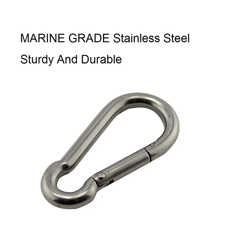 Carabiner Hook Marine Stainless Steel 50mm 60mm 70mm 80mm Length Large Heavy Duty Stainles Carabiner