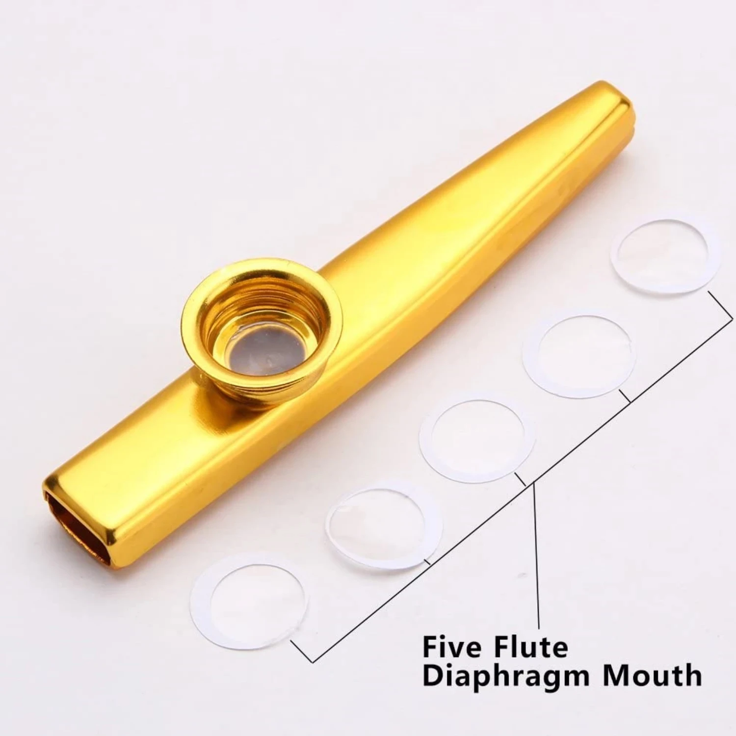 Kazoo Golden Aluminum Alloy with Membrane Flute Diaphragm Mouth Kazoos Musical Instruments