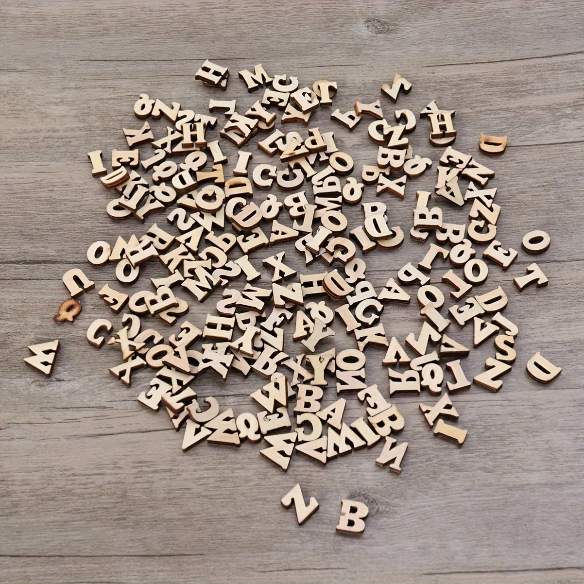 100Pcs Mixed Wooden A Z Letters Wooden Numbers Letters Wood Letters for DIY Craft Wedding Party Home Decoration(English Letter)