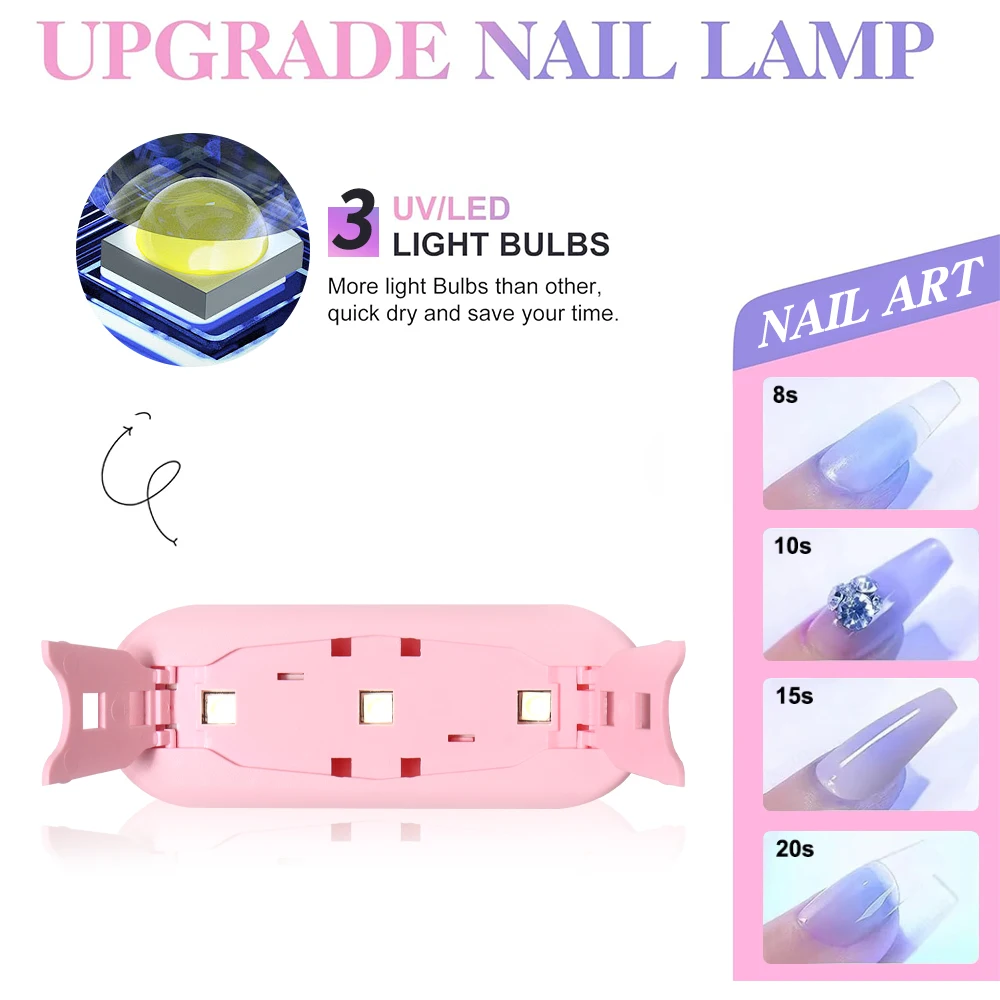 YIKOOLIN Mini Nail Art Lamp UV LED Nail Art Lamp Polishing Polymer Nail Art Tools 3Pcs/6Pcs Lamp Beads for Novices or Home DIY