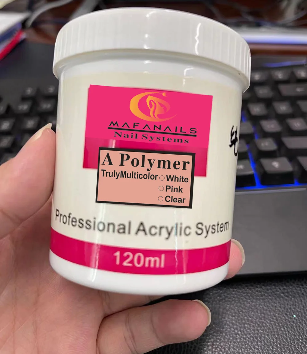 120ML 4.23 OZ Acrylic Nail Powder Pink Clear & White Acrylic Crystal Powder Odor-Free Bubble-Free No Need Nail Lamp Long-Lasting
