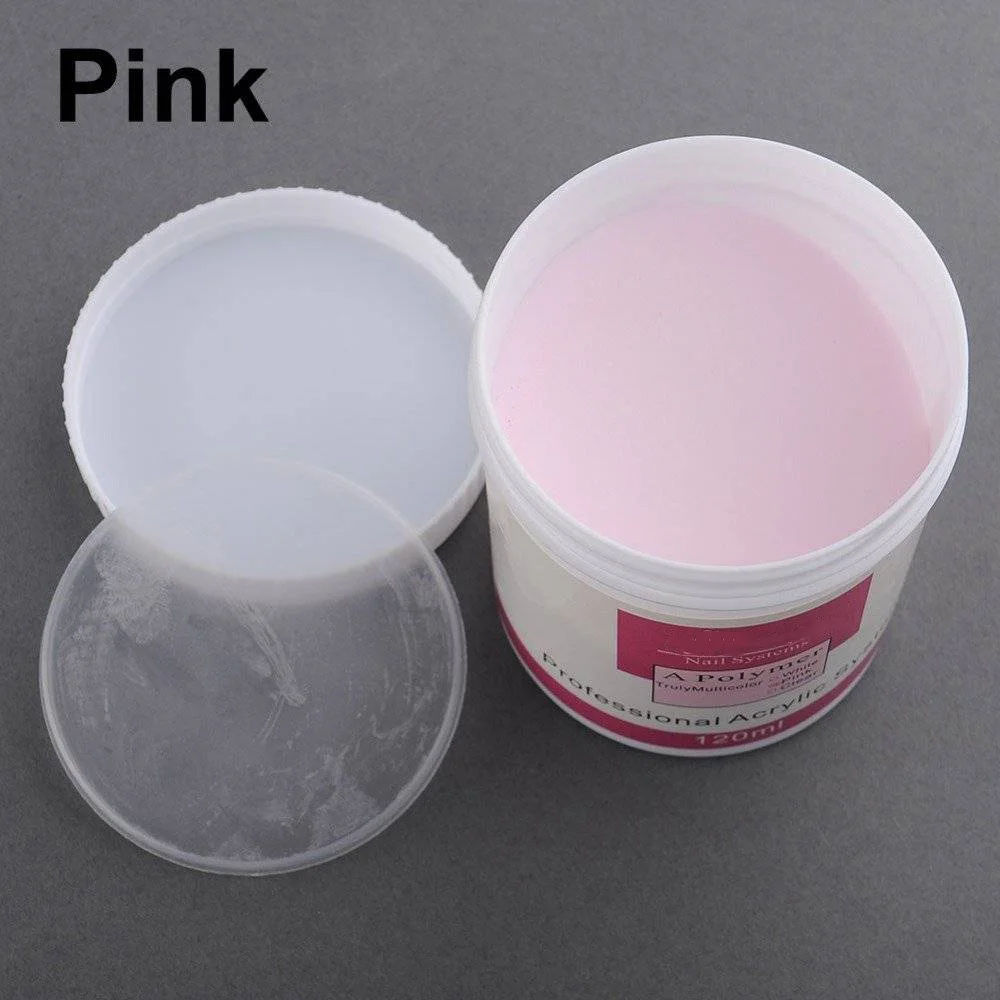 120ML 4.23 OZ Acrylic Nail Powder Pink Clear & White Acrylic Crystal Powder Odor-Free Bubble-Free No Need Nail Lamp Long-Lasting