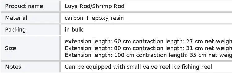 WEIHE  0.6m 0.8m 1m Fishing Tackle Carbon Mini Winter Ice Fishing Shrimp Rod