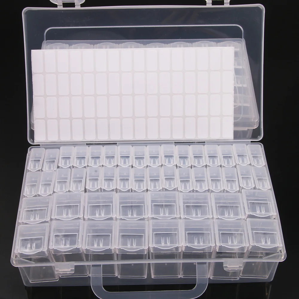 1pc 28/32/48/56/64 Slots Plastic Storage Box, DIY Diamond Painting Beads Charms Jewelry Accessories Organizer Box