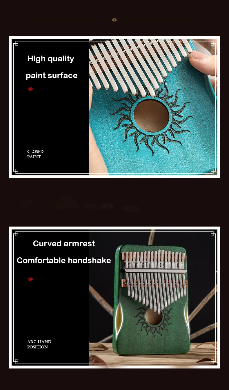 Hluru 17 21 Keys Kalimba Finger Piano Kalimba Thumb Piano Keyboard Musical Instrument Mbira for Beginner Music Lover Gifts