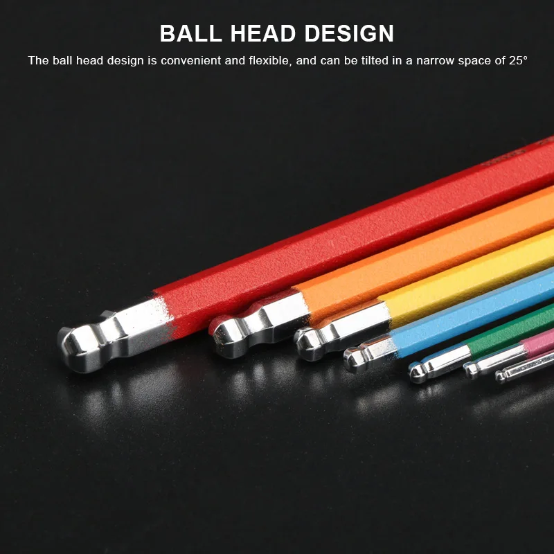 7Pcs Bike Hex Tool MTB Road Bike Repair Tool Kit Bicycle Colorful Hexagon Spanner Flat Ball Opening Wrench 1.5/2/2.5/3/4/5/6mm
