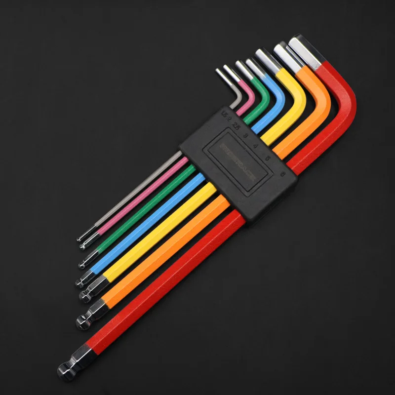 7Pcs Bike Hex Tool MTB Road Bike Repair Tool Kit Bicycle Colorful Hexagon Spanner Flat Ball Opening Wrench 1.5/2/2.5/3/4/5/6mm