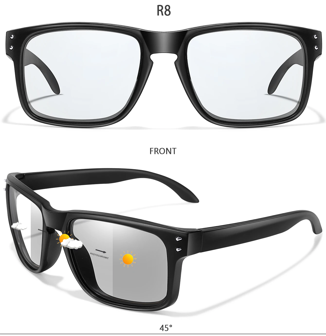 Simple Fashion Photochromic Cycling Sunglasses Men Women Outdoor Sport Mtb Bicycle Eyewear Square Windproof Classic Goggles