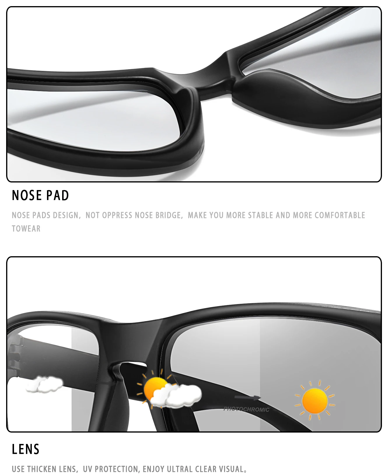 Simple Fashion Photochromic Cycling Sunglasses Men Women Outdoor Sport Mtb Bicycle Eyewear Square Windproof Classic Goggles