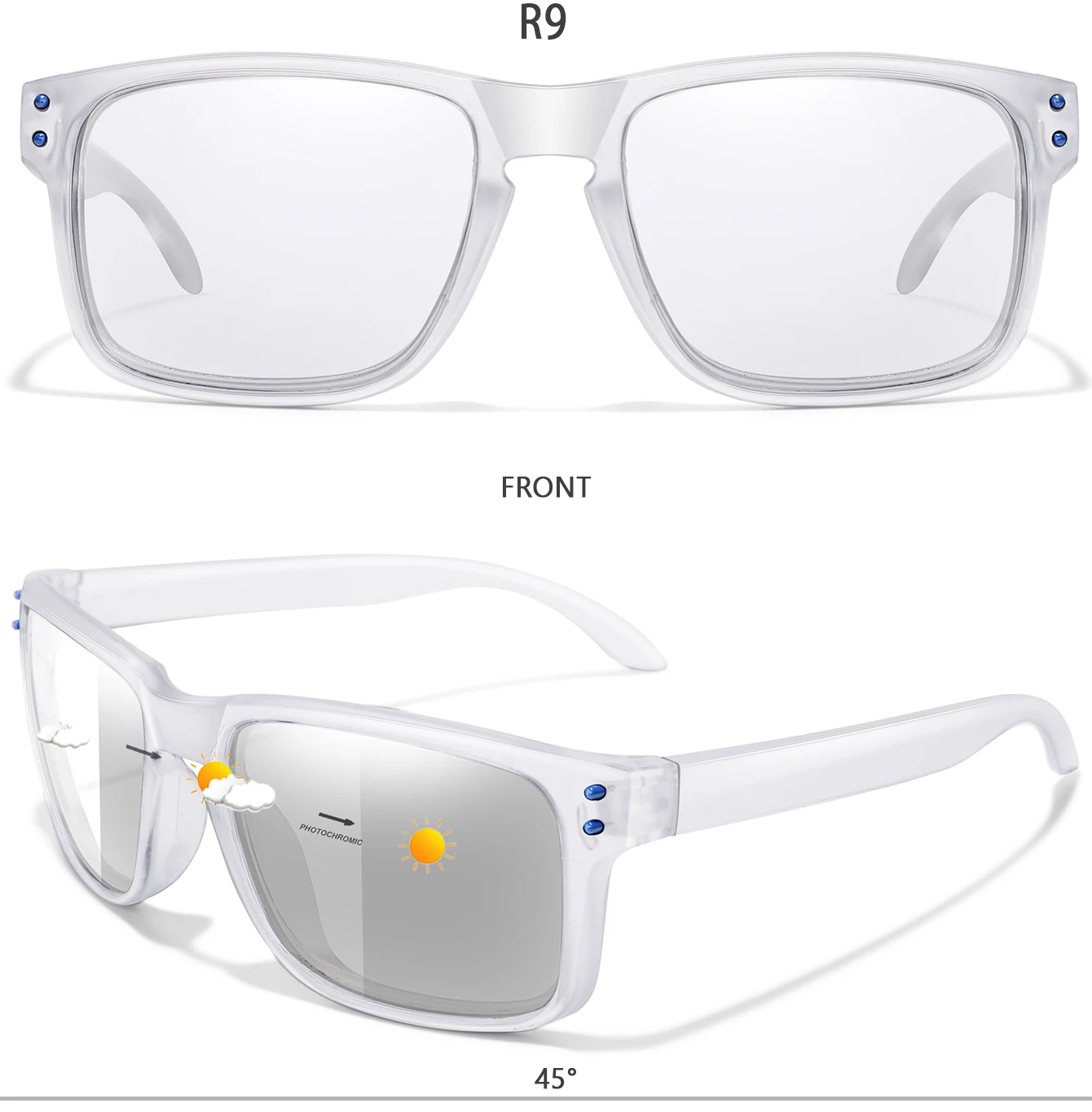 Simple Fashion Photochromic Cycling Sunglasses Men Women Outdoor Sport Mtb Bicycle Eyewear Square Windproof Classic Goggles