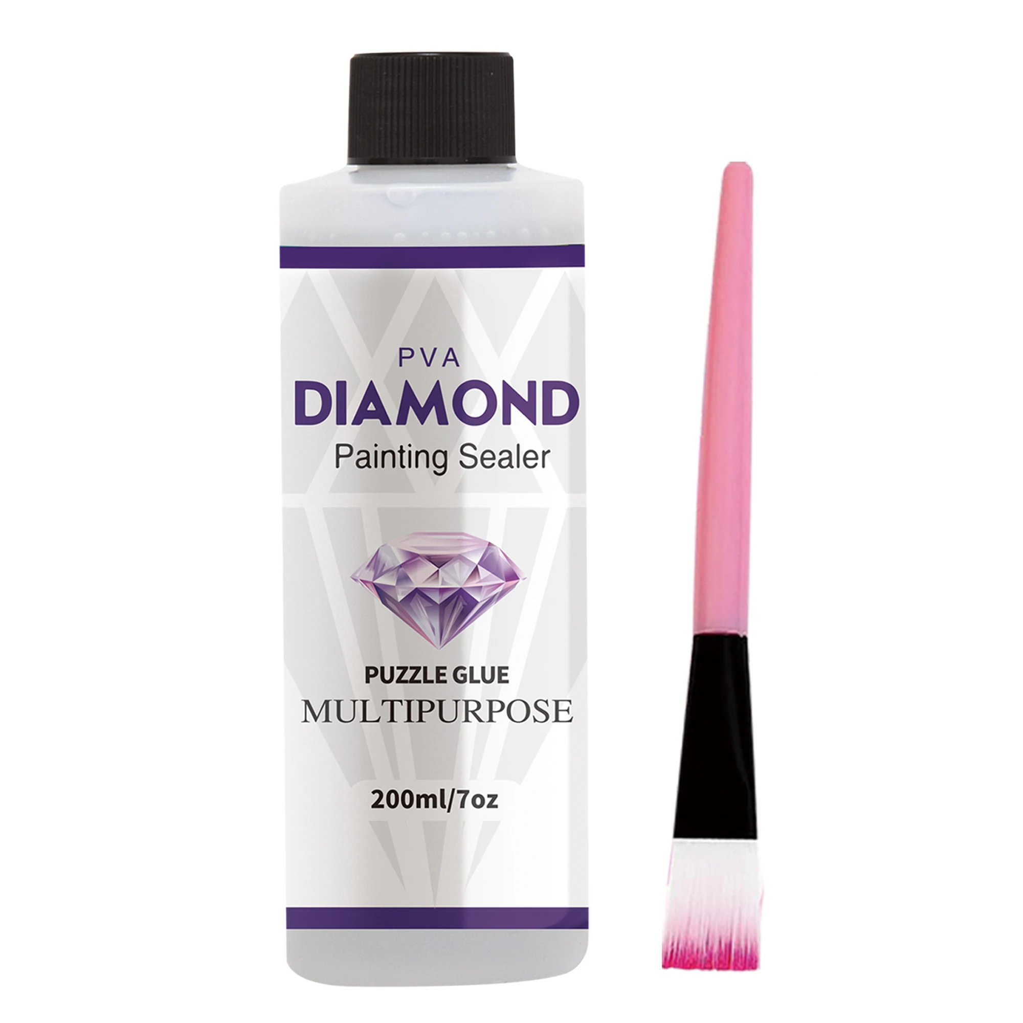 2 In 1 60ML/200ML Diamond Painting Sealer 5D Diamond Painting Art Glue And Silicone Brush Permanent Hold & Shine Effect Sealer