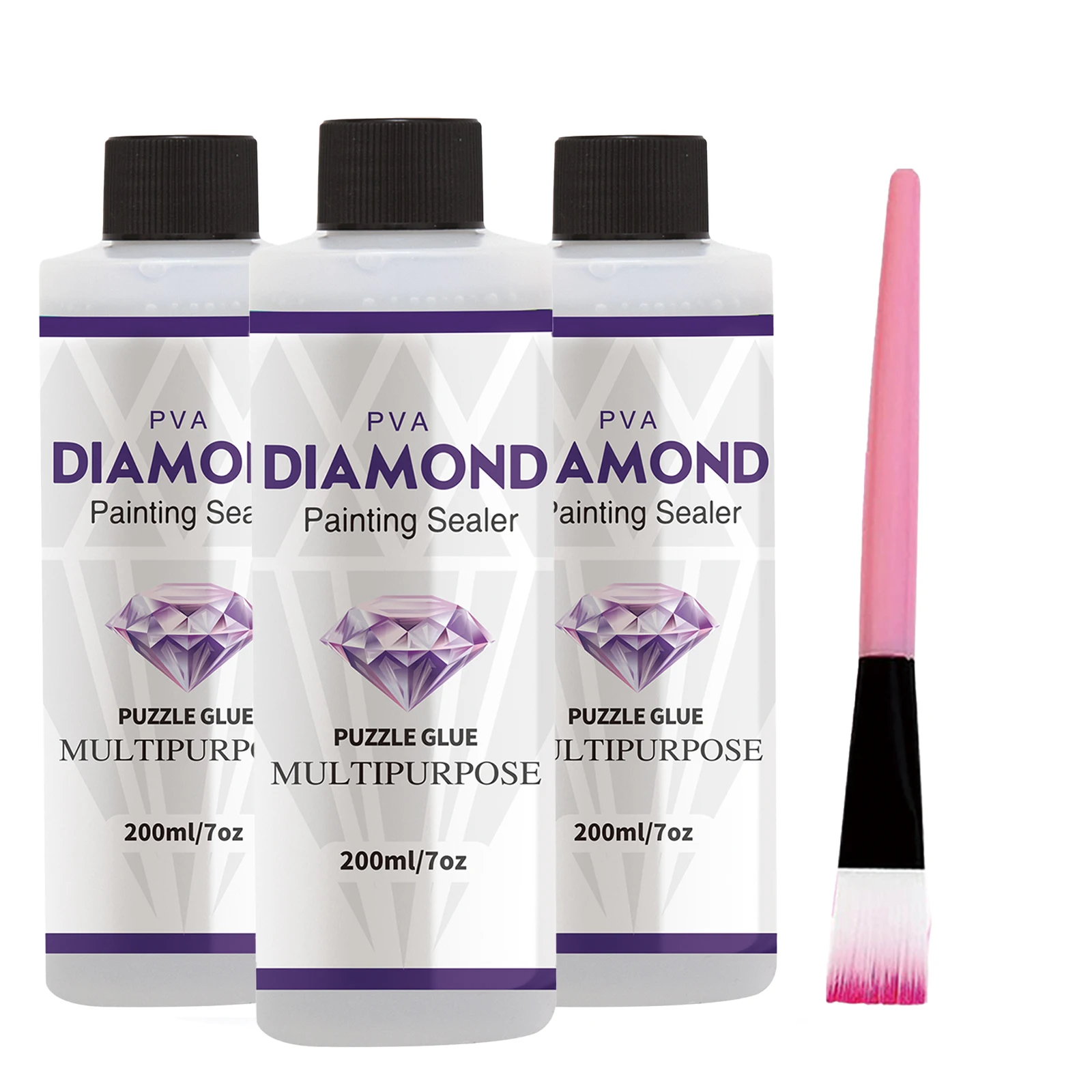 2 In 1 60ML/200ML Diamond Painting Sealer 5D Diamond Painting Art Glue And Silicone Brush Permanent Hold & Shine Effect Sealer