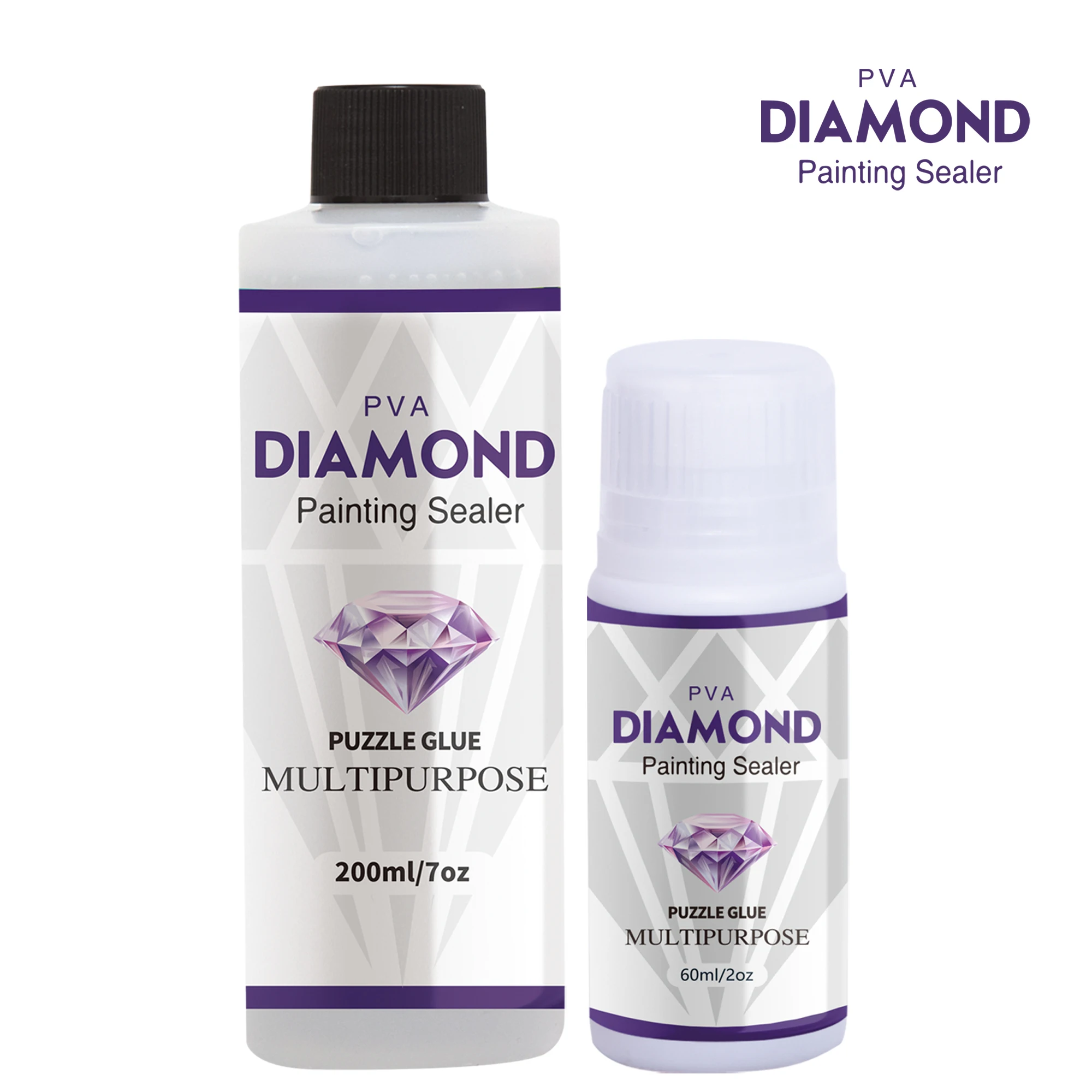 2 In 1 60ML/200ML Diamond Painting Sealer 5D Diamond Painting Art Glue And Silicone Brush Permanent Hold & Shine Effect Sealer