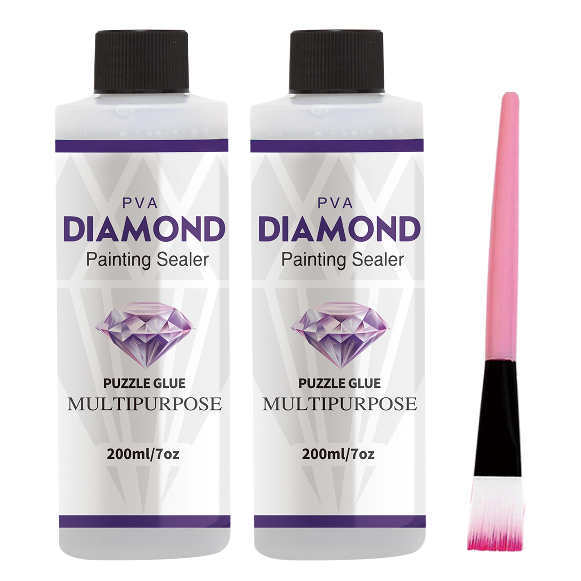 2 In 1 60ML/200ML Diamond Painting Sealer 5D Diamond Painting Art Glue And Silicone Brush Permanent Hold & Shine Effect Sealer