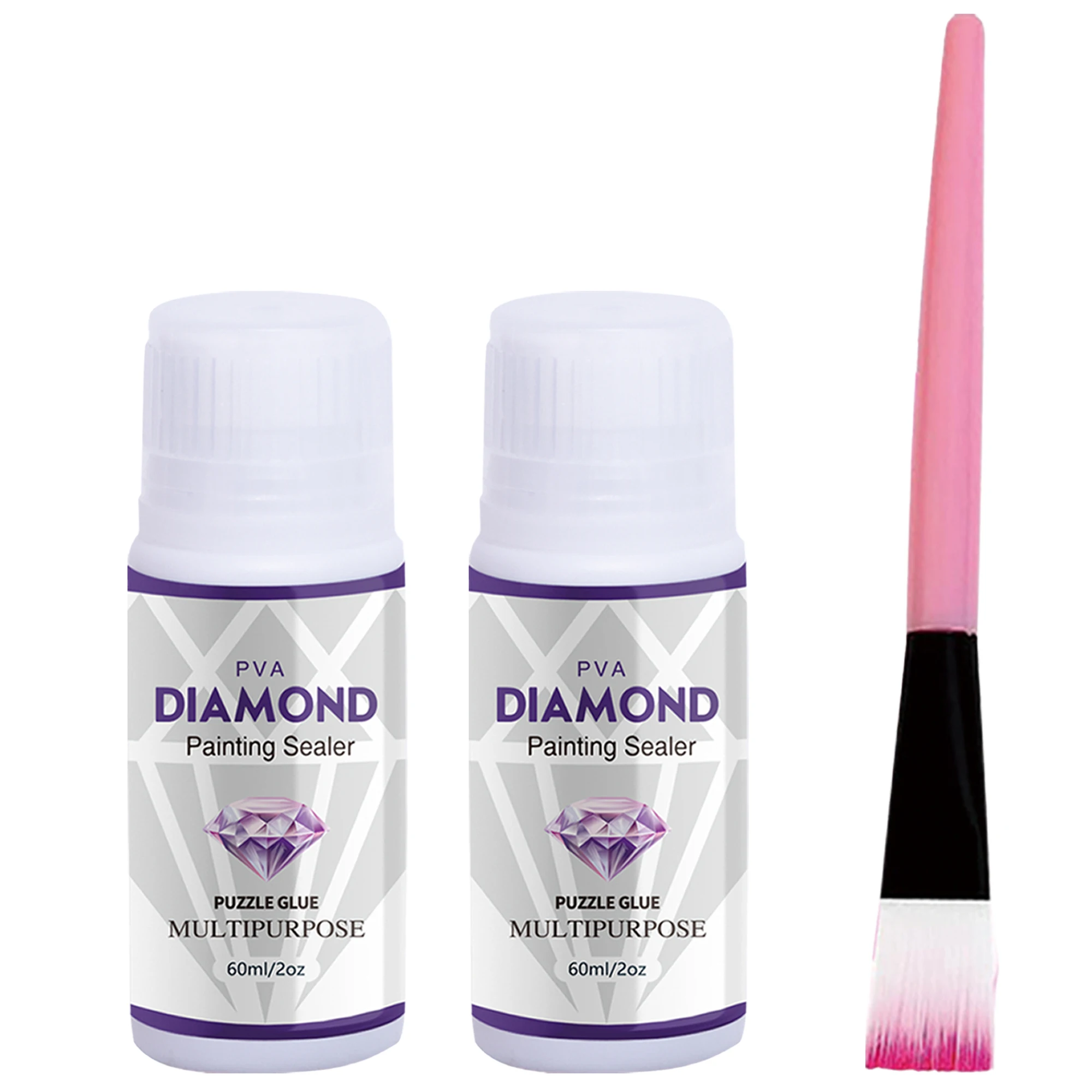2 In 1 60ML/200ML Diamond Painting Sealer 5D Diamond Painting Art Glue And Silicone Brush Permanent Hold & Shine Effect Sealer