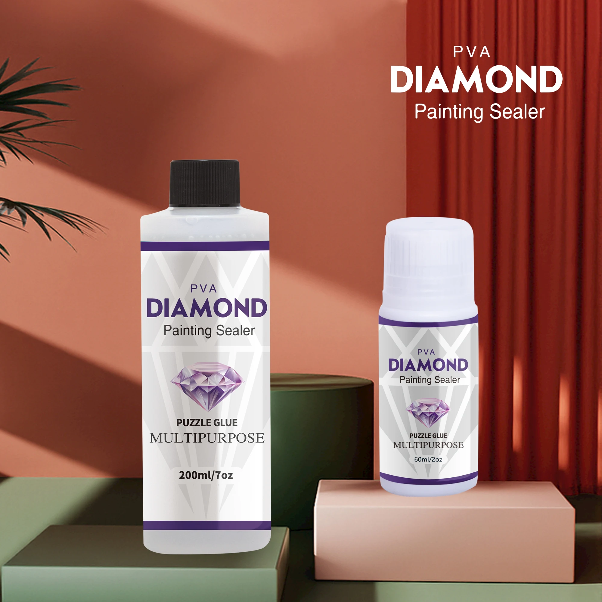 2 In 1 60ML/200ML Diamond Painting Sealer 5D Diamond Painting Art Glue And Silicone Brush Permanent Hold & Shine Effect Sealer