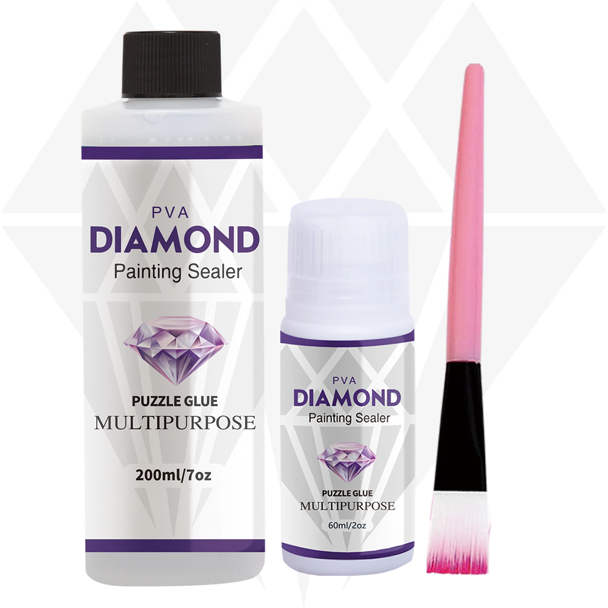 2 In 1 60ML/200ML Diamond Painting Sealer 5D Diamond Painting Art Glue And Silicone Brush Permanent Hold & Shine Effect Sealer
