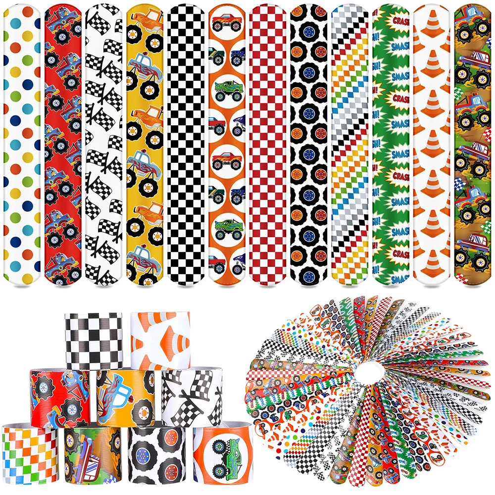 Racing Monster Truck Birthday Party Supplies Tableware Gift Bag Keychain Temporary Tattoos Stickers Balloon Slap Bracelets