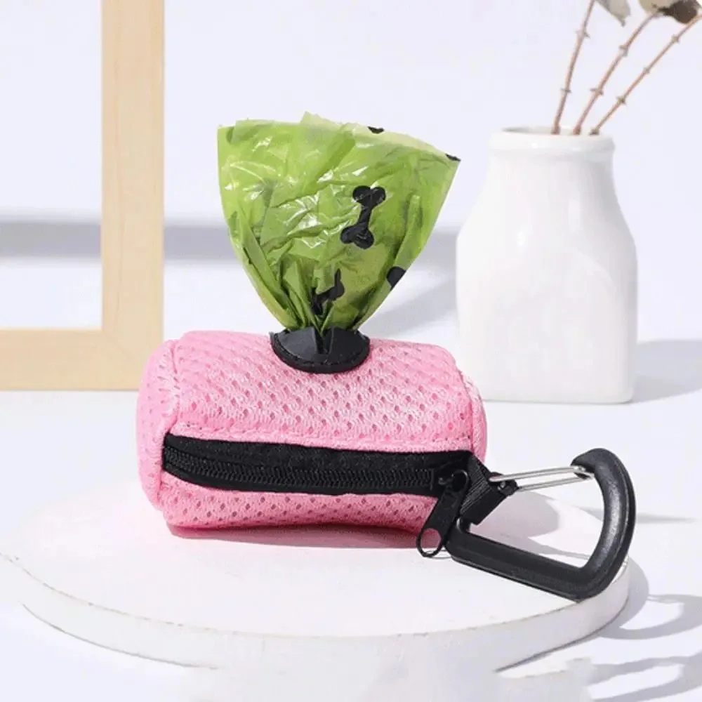 Mesh Dog Poo Bags Dispenser Portable Hanging with Buckle Dogs Waste Bag Holder Colorful Pet Garbages Dispensers For Walking