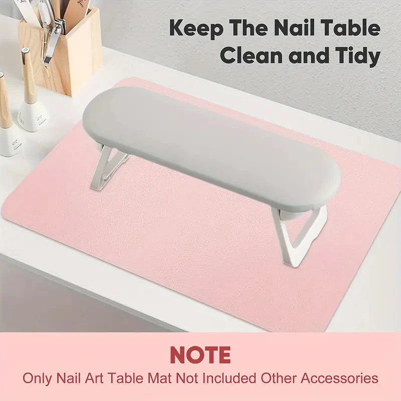 Nail Art Table Mat Soft Foldable Manicure Hand Rest Pad Waterproof Scratch Easy-Clean Office Desk Mat Portable PU Leather Pads
