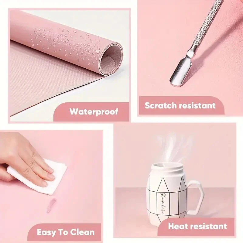 Nail Art Table Mat Soft Foldable Manicure Hand Rest Pad Waterproof Scratch Easy-Clean Office Desk Mat Portable PU Leather Pads