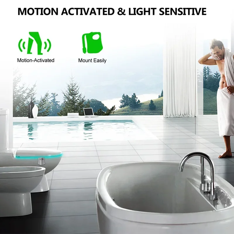 ZK30 Smart PIR Motion Sensor Toilet Seat Night Light 8/16 Colors Waterproof Backlight For Toilet Bowl LED Lamp WC Toilet Light