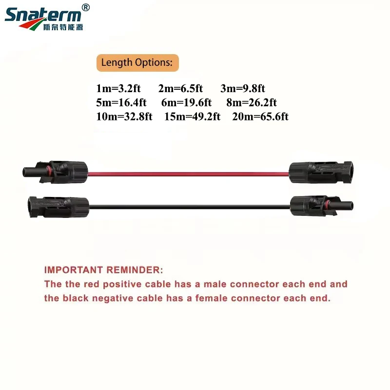 1Pair Solar extension cable wire 12 10AWG 4/6mm² Red Black with male and female connectors For solar panels solar controller