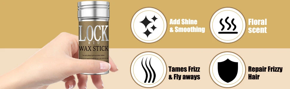 LOCKMIO Wax Stick Natural Coconut Oil Moisturizes Soften Smoothing Styling Flyaway Hair Edge Control Strong Hold Long Lasting