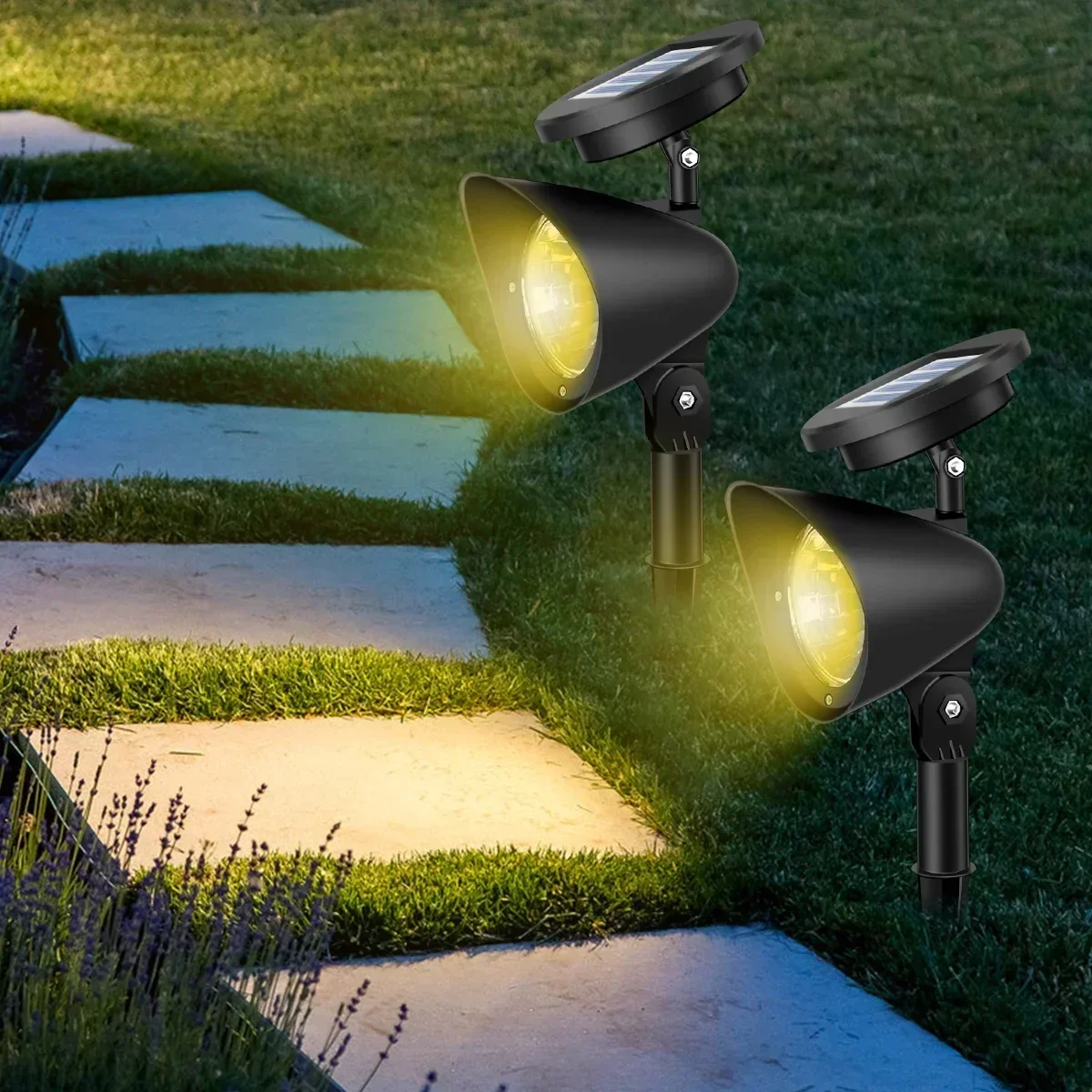 9/4 LED Solar LED Light Spotlights Outdoor IP65 Waterproof Lights Brightness Adjustable for Garden Backyard Driveway Patio Decor