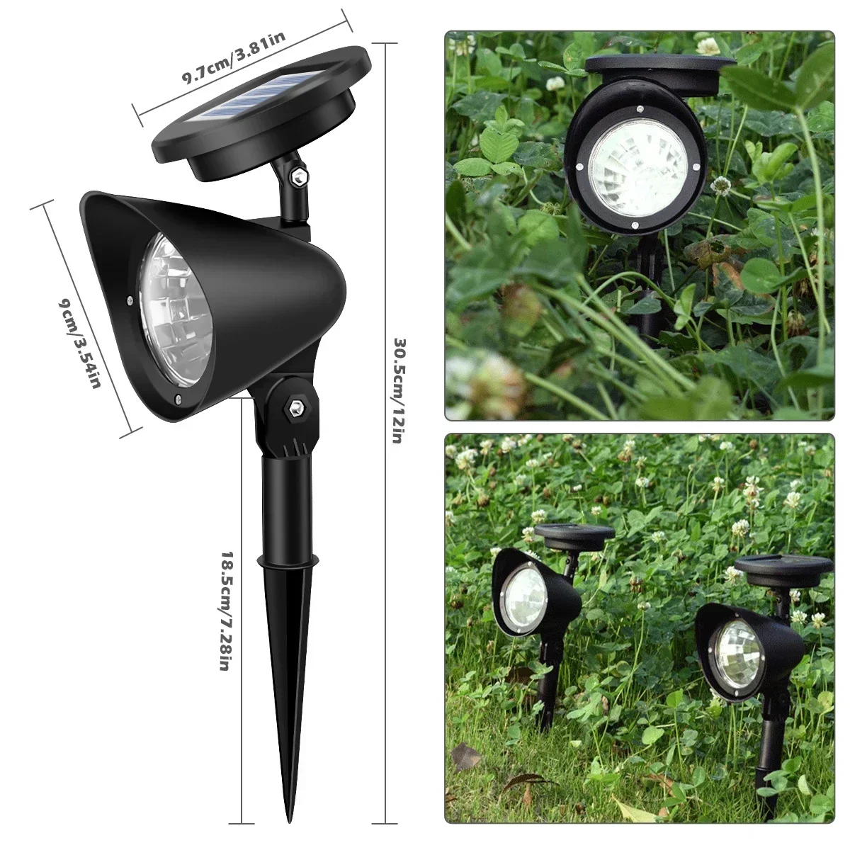 9/4 LED Solar LED Light Spotlights Outdoor IP65 Waterproof Lights Brightness Adjustable for Garden Backyard Driveway Patio Decor