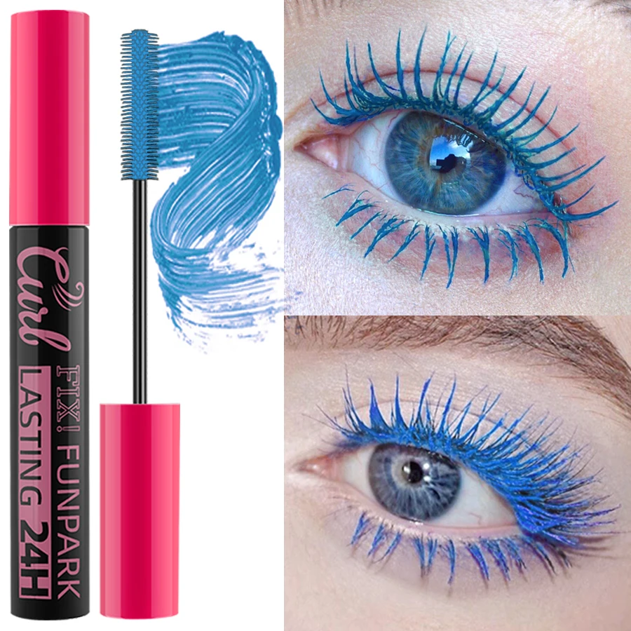 9 Color Mascara Thick Curl Waterproof Natural Eyelash Long Lasting Blue White Green Pink Black Eye Makeup Korean Cosmetics
