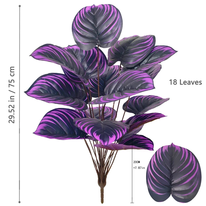 57-75cm Large Fake Palm Tree Artificial Monstera Plants Branch Plastic Turtle Leaves Real Touch Leafs for Home Garden Decor