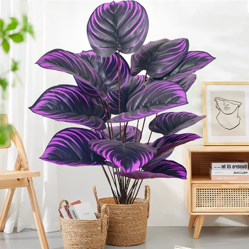 57-75cm Large Fake Palm Tree Artificial Monstera Plants Branch Plastic Turtle Leaves Real Touch Leafs for Home Garden Decor