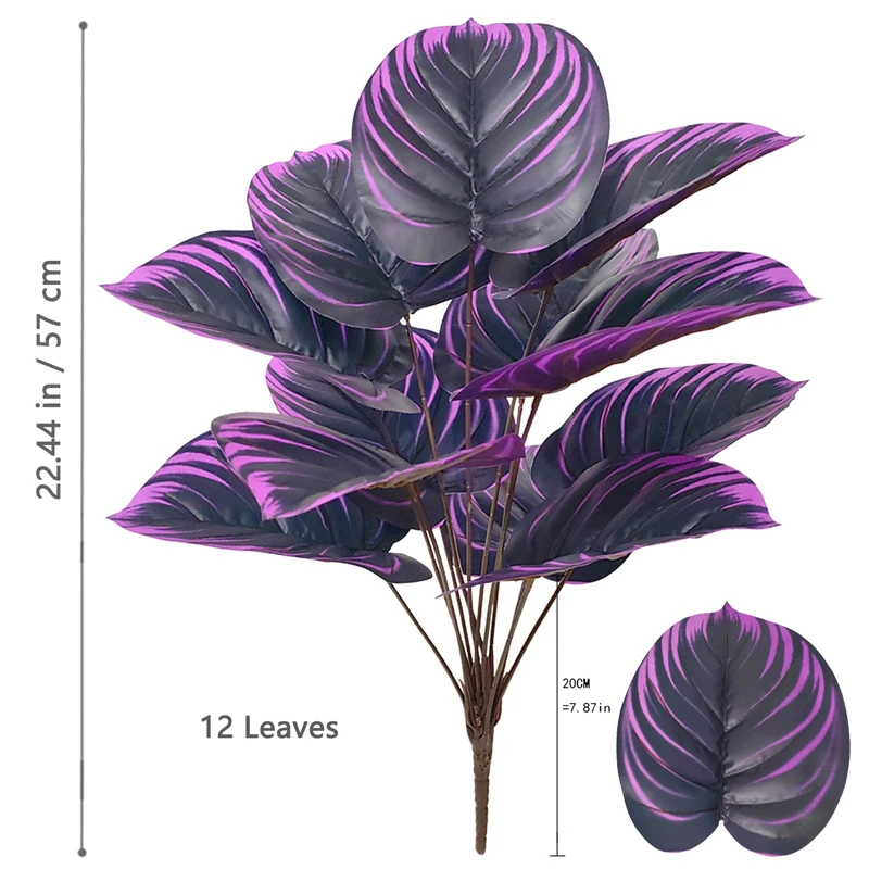 57-75cm Large Fake Palm Tree Artificial Monstera Plants Branch Plastic Turtle Leaves Real Touch Leafs for Home Garden Decor