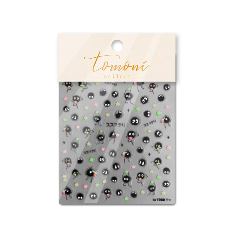 1Pcs Chibi Character Susuwatari Eggette Cute Anime Cartoon Nail Stickers Kawii Nail Art Weeb Cartoon Relief Self Adhesive Decal